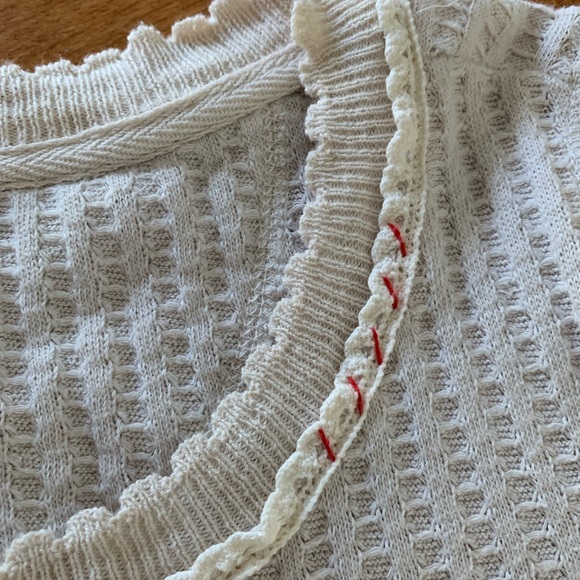 Free People Thermal Long Sleeve Granny Square Crochet Cuffs Top Size XS - Picture 7 of 16